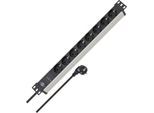 Brennenstuhl Alu-Line Überspannungsschutz-Steckdosenleiste 19.500 A, 19" Einbau, 8-fach, Aluminium, Schwarz/Silber, 2 m Kabel