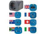 Brennenstuhl Reisestecker-Set, 7 Steckereinsätze, 10A Sicherung, kompakt, schwarz, inkl. Stoffbeutel, für über 150 Länder