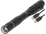 Brennenstuhl Stift-Taschenlampe LuxPremium TL 210 AF, Osram-LED, 55m Leuchtweite, Aluminium, USB C, IP44, schwarz