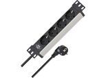 Brennenstuhl Alu-Line 10" Steckdosenleiste, 4-fach, Aluminium, 2m Kabel, 45° Anordnung, erhöhter Berührungsschutz