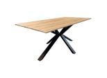 Linea Natura Esstisch, Schwarz, Eiche, Holz, Metall, Eiche, massiv, rechteckig, eckig, Sternfuß, 90x75x160 cm, in verschiedenen Größen erhältlich, Variantenauswahl, Esszimmer, Tische, Esstische