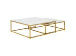 Livetastic Couchtischset, Weiß, Gold, Metall, Keramik, 2-teilig, quadratisch, eckig, 65x27x75 cm, Wohnzimmer, Wohnzimmertische, Couchtische, Couchtische Keramik