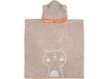 Badeponcho DYCKHOFF "Katze", beige (greige), L:60cm, Frottier, Hausmäntel