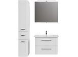 Badmöbel-Set SAPHIR "Serie 3006 3-teilig Keramik-Waschtisch mit Spiegelschrank", weiß, B:80cm H:57,4cm T:46,8cm, Holzwerkstoff, Kastenmöbel-Sets, Badmöbel-Set, Badezimmer-Set mit Hochschrank, inkl. Türdämpfer