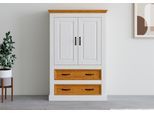 Wäscheschrank OTTO HOME "Selma", weiß (weiß, gebeizt), B:85cm H:130cm T:38cm, Massivholz, Schränke, mit 2 Türen und 2 Schubladen