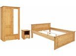 Schlafzimmer-Set OTTO HOME "Hugo", beige (natur geölt), B/H: 140cm x 200cm, Schlafzimmermöbel-Sets, Bett 140x200cm, 2-trg Kleiderschrank und 1 Nachttisch
