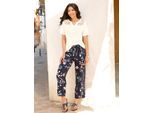 Culotte CLASSIC BASICS, Damen, Gr. 24, Kurzgrößen, marine, hellrosé, bedruckt, 100% Viskose, geblümt, gemustert, Hosen Culotte