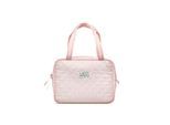 Karen Large toiletry bag with handle in pink checkered quilt