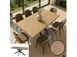 Esszimmertisch MCW-O55, Küchentisch Tisch Esstisch, Industrial MDF Metall 180cm ~ helle Eiche-Optik