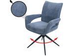 Esszimmerstuhl MCW-O78, Küchenstuhl Stuhl, drehbar Auto-Return, Stoff/Textil Chenille (310g/m²) Öko-Tex ~ graublau