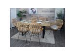 6er-Set Esszimmerstuhl MCW-P17, Küchenstuhl Korbstuhl Rattansessel Rattanstuhl Stuhl, Kubu Rattan Metall ~ Polster creme