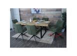 6er-Set Esszimmerstuhl MCW-O78, Küchenstuhl, drehbar Auto-Return, Stoff/Textil Chenille (310g/m²) Öko-Tex ~ grün