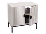 Waschbeckenunterschrank MCW-O42, Schrank Badezimmer Badschrank mit 2 Türen, MDF Melamin 62x63x35cm ~ Holzoptik beige