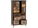 Apothekerkommode MCW-O80, Schrank Highboard Schubladen, Vintage Shabby-Look 136x73x35cm, natur/bunt Metalloptik