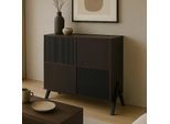 Kommode MCW-O40, Schrank Sideboard Highboard mit Türen Staufächer, MDF Metall Melamin 94x79x42cm ~ Walnuss-Optik