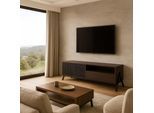 TV-Rack MCW-O40, Lowboard TV-Schrank 2 Schubladen Türen Staufächer, MDF Metall Melamin 48x155x40cm ~ Walnuss-Optik