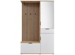 Xora Garderobe, Weiß, Eiche Artisan, Glas, Holzwerkstoff, 122x195x35 cm, Garderobe, Garderoben-Set & Garderoben-Serien, Garderoben-Sets