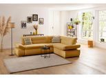 Ecksofa HOME AFFAIRE "Avesa L-Form", gelb (senf), B:275cm H:80cm T:211cm, 95% Polyester, 5% Polyacryl, Sofas, Ecksofa, Wahlweise mit Arm- und Bettfunktion, B/T/H: 275/211/80 cm