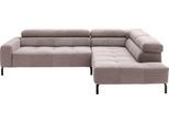 Ecksofa HOME AFFAIRE "Claya, L-Form, incl. Kopfteilverstellung, Breite 276 cm", rosa (altrosa), B:276cm H:71cm T:219cm, 95% Polyester, 5% Nylon, Sofas, Ecksofa, wahlweise elektrischer Sitzvorzug