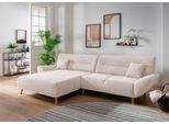 Ecksofa HOME AFFAIRE "Drago, elegant und zeitlos, komfortabel, Holzfuß, L-Form", beige (creme), B:290cm H:81cm T:166cm, 100% Polyester, Sofas, Ecksofa, frei im Raum stellbar, inkl. 2 Zierkissen