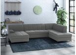 Wohnlandschaft HOME AFFAIRE "Balme, moderne Formensprache, zeitloses Design, U-Form", grau (stone), B:297cm H:75cm T:195cm, 95% Polyester, 5% Nylon, Sofas, Wohnlandschaft, Inkl. Zierkissen, wahlweise mit Bettfunktion