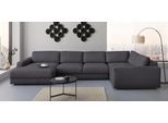 Wohnlandschaft HOME AFFAIRE "Bloomfield, Mega Polsterprogramm, Breite 405cm, viel Platz, U-Form", grau (obsidian), B:405cm H:84cm T:224cm, 100% Polyester, Sofas, Wohnlandschaft, mit extra tiefer Sitzfläche, wahlweise mit Sitztiefenverstellung