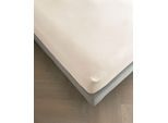 Spannbettlaken KAYORI "Emma", beige (natur), B:180cm L:200cm, Mako-Satin, Obermaterial: 100% Baumwolle, Bettlaken, Spannbettlaken, 100% Baumwollsatin