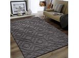 Hochflor-Teppich SANAT "Luxus 3506", grau (mittelgrau), B:200cm H:30mm L:280cm, Kunstfaser, Teppiche, robuster Langflor, weich, Wohnzimmer, Schlafzimmer