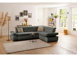 Ecksofa HOME AFFAIRE "Avesa L-Form", grün (dunkelgrün), B:275cm H:80cm T:211cm, 95% Polyester, 5% Polyacryl, Sofas, Ecksofa, Wahlweise mit Arm- und Bettfunktion, B/T/H: 275/211/80 cm