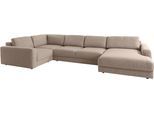 Wohnlandschaft HOME AFFAIRE "Bloomfield, Mega Polsterprogramm, Breite 405cm, viel Platz, U-Form", beige (portabella), B:405cm H:84cm T:224cm, 100% Polyester, Sofas, Wohnlandschaft, mit extra tiefer Sitzfläche, wahlweise mit Sitztiefenverstellung