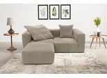 Ecksofa HOME AFFAIRE "Gerrid L-Form", braun (schlamm), B:216cm H:69cm T:193cm, 100% Polyester, Sofas, Ecksofa, Cord, Modulsofa, bestehend aus 2 Eckelementen + 1 Hocker