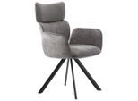 Hom`in Armlehnstuhl, Grau, Schwarz, Metall, Textil, eckig, 64.5x93x61 cm, ISO 9001, Bsci, Esszimmer, Stühle, Esszimmerstühle, Armlehnenstühle