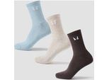 MP Unisex Crew-Socken (3er-Pack) - Kakao/Babyblau/Sand - UK 12-14