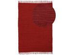 Teppich GOODPRODUCT "Handweb Uni, Wendeteppich", rot (chilli), B:190cm H:5mm L:290cm, Baumwolle, Teppiche, Teppich, Fleckerlteppich, reine Baumwolle, handgewebt, Uni, mit Fransen