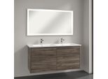 Villeroy & Boch Finero Badmöbel Set 130 cm Stone Oak Waschtisch mit Waschtischunterschrank und Spiegel