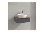 Villeroy und Boch Antao Waschtisch-Unterschrank L07052GK mit Beleuchtung, 1 Auszug, 600 x 190 x 500 mm, Front ohne Struktur, Anthracite Matt Lacquer / Warm Walnut