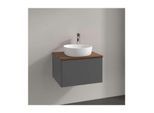 Villeroy und Boch Antao Waschtisch-Unterschrank K29052GK 60x36x50cm, Hahnloch, Waschbeckenplattenfarbe warm walnut, anthracite matt lacquer