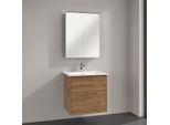 Villeroy & Boch Finero Badmöbel Set 65 cm, Kansas Oak Waschtisch mit Waschtischunterschrank und Spiegelschrank