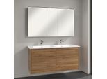 Villeroy & Boch Finero Badmöbel Set 130 cm, Kansas Oak Waschtisch mit Waschtischunterschrank und Spiegelschrank