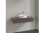 Villeroy und Boch Antao Waschtisch-Unterschrank K09152GK 100x19x50cm, Hahnloch, Waschbeckenplattenfarbe warm walnut, anthracite matt lacquer