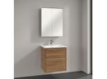 Villeroy & Boch Finero Badmöbel Set 60 cm, Kansas Oak Waschtisch mit Waschtischunterschrank und Spiegelschrank