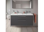 Duravit D-Code Doppel-Waschtischunterschrank DC4674010490000 ,Griff Chrom, Graphit Matt, Wandhängend, Schubkästen 2, 1184x555x460 mm