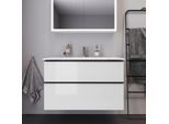 Duravit ME by Starck Waschtisch weiss mit D-Neo Waschtisch-Unterschrank 100cm weiss hochglanz
