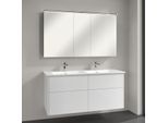 Villeroy & Boch Finero Badmöbel Set 130 cm, Glossy White Waschtisch mit Waschtischunterschrank und Spiegelschrank
