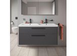 Duravit D-Code Doppel-Waschtischunterschrank DC46740BD490000 ,Griff Diamantschwarz, Graphit Matt, Wandhängend, Schubkästen 2, 1184x555x460 mm