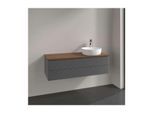 Villeroy und Boch Antao Waschtisch-Unterschrank L23152GK mit Beleuchtung, 2 Auszüge, 1200 x 360 x 500 mm, Front mit Struktur, Anthracite Matt Lacquer / Warm Walnut