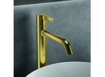Ideal Standard Joy Waschtischarmatur BC782A2 mit verlängertem Sockel, ohne Ablaufgarnitur, Ausladung 170mm, Brushed Gold