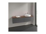 Villeroy und Boch Antao Waschtisch-Unterschrank L27012GK mit Beleuchtung, 4 Auszüge, 1600 x 360 x 500 mm, Front ohne Struktur, Anthracite Matt Lacquer / Warm Walnut