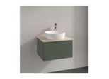 Villeroy und Boch Antao Waschtisch-Unterschrank L29013HL mit Beleuchtung, 1 Auszug, 600 x 360 x 500 mm, Front ohne Struktur, Leaf Green Matt Lacquer / Botticino