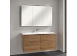 Villeroy & Boch Finero Badmöbel Set 120 cm, Kansas Oak Waschtisch mit Waschtischunterschrank und Spiegelschrank